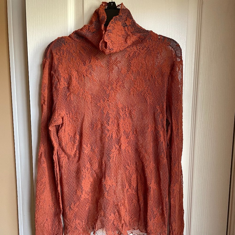 Intimately be Free People Long Sleeve Lace Top Size S
